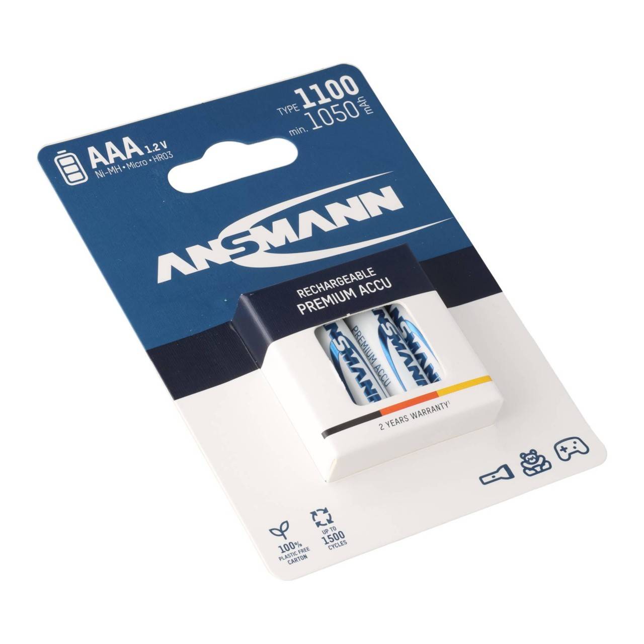 Ansmann NiMH Akku Micro, AAA, LR03, 1,2 Volt mit 1100mAh im 4er Pack-1