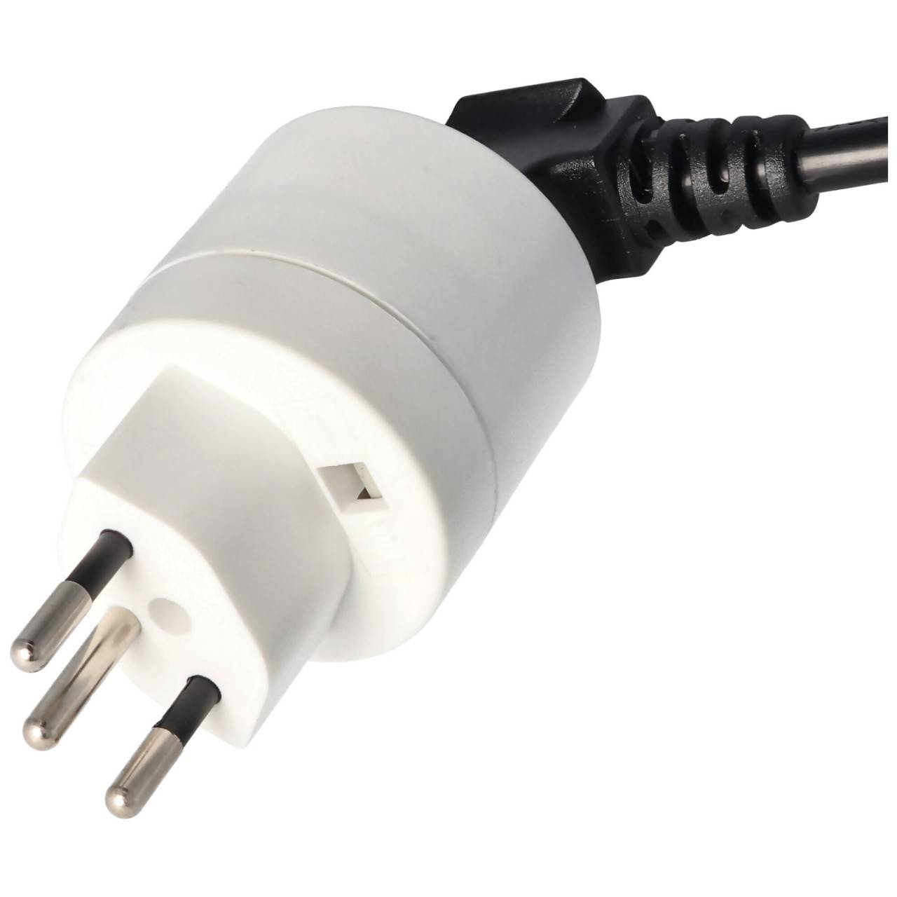Schweiz-Adapter weiss von Schukokupplung auf schweizer Stecker 230 Volt mit Erdleiter und 10A-3