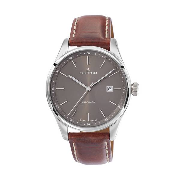 Dugena Herrenuhr 4461012 Milano, Automatik, Edelstahl, Saphirglas, Lederarmband
