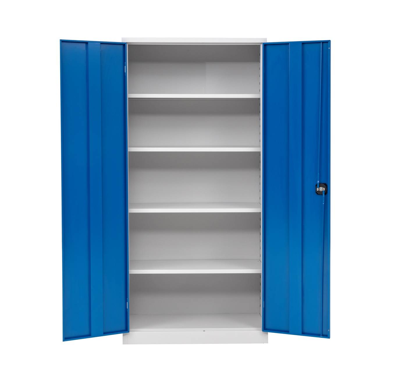 Furni24 Aktenschrank,mit 5 Fächern,fertig montiert,195x92x42cm,Stahlflügeltürschrank,Abschließbarer Spind,blau-1