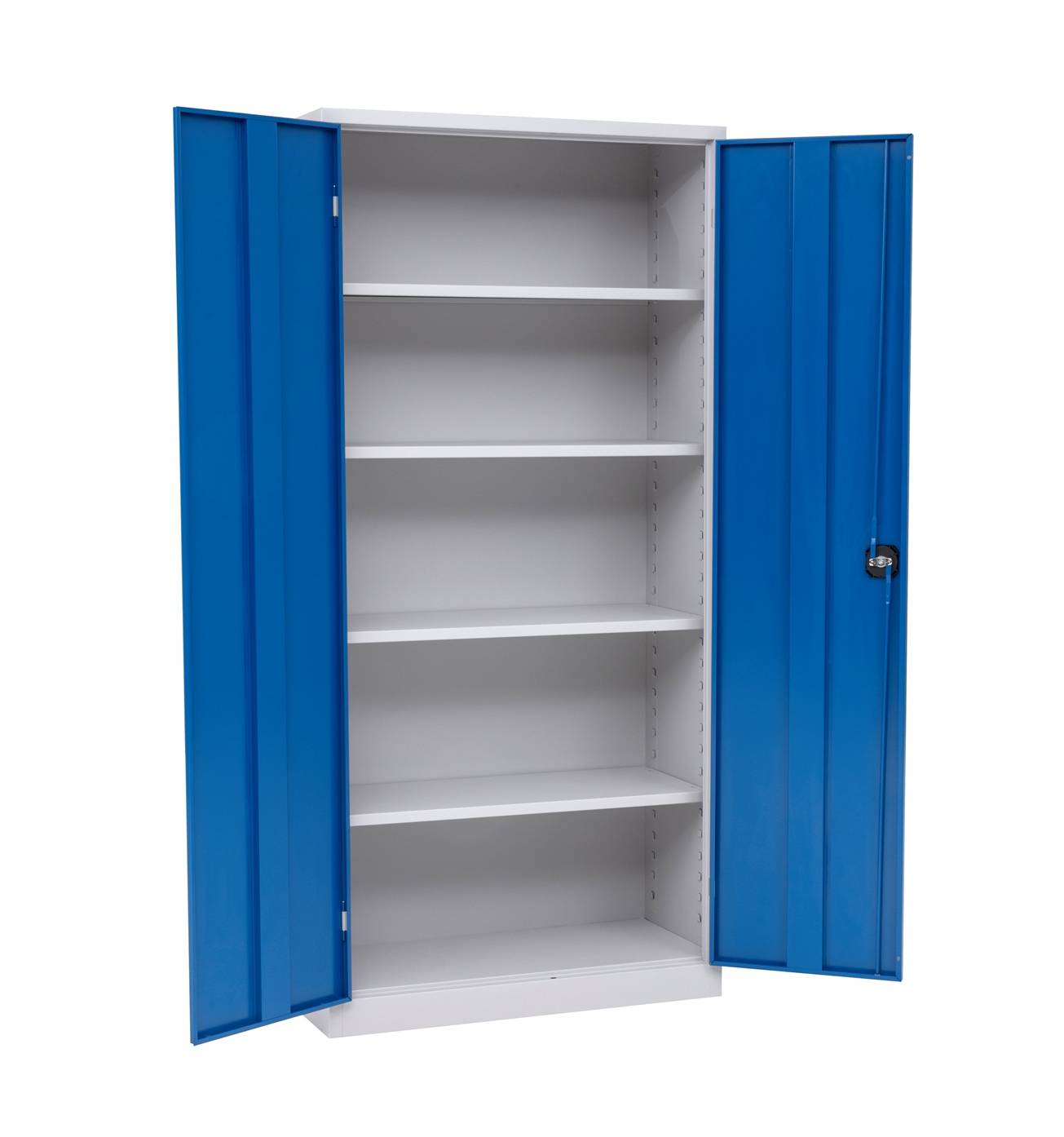 Furni24 Aktenschrank,mit 5 Fächern,fertig montiert,195x92x42cm,Stahlflügeltürschrank,Abschließbarer Spind,blau-2