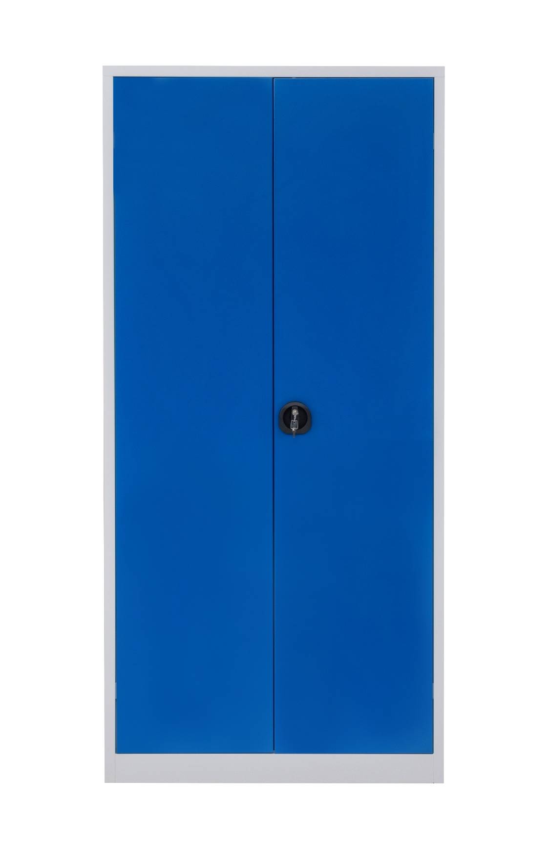 Furni24 Aktenschrank,mit 5 Fächern,fertig montiert,195x92x42cm,Stahlflügeltürschrank,Abschließbarer Spind,blau-3