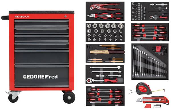 Werkzeugsatz i.Wks.Wagen MECHANIC rot 119-teilig Gedore RED R21560001
