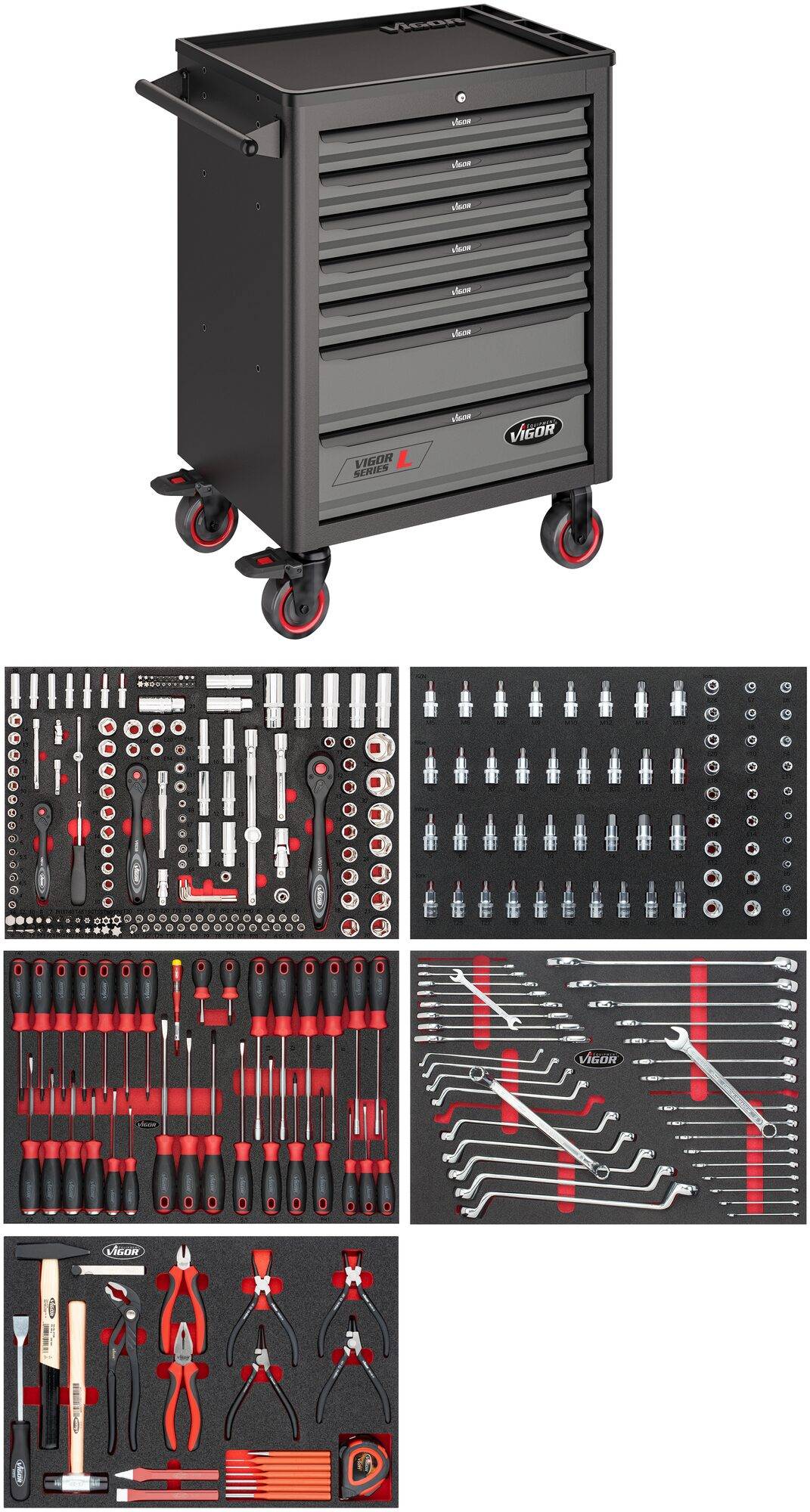 Werkstattwagen Series L ∙ mit Sortiment ∙ V4560 ∙ Anzahl Werkzeuge: 344-0