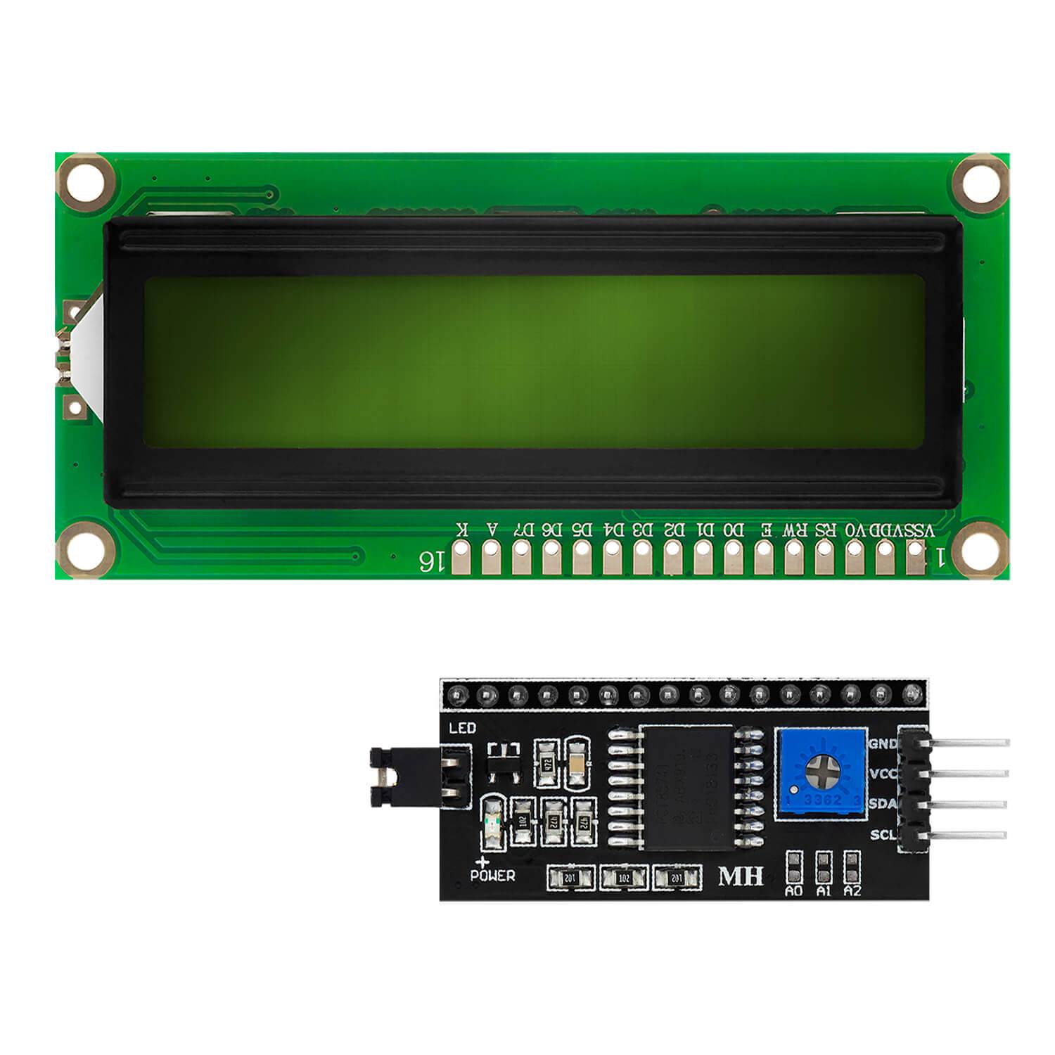 AZ-Delivery HD44780 1602 LCD Modul Display Bundle mit I2C Schnittstelle 2x16 Zeichen (mit grünem Hintergrund)-2