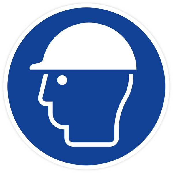 Gebotsschild, Kopfschutz benutzen, ISO 7010, Aufkleber, Folie, d = 100 mm