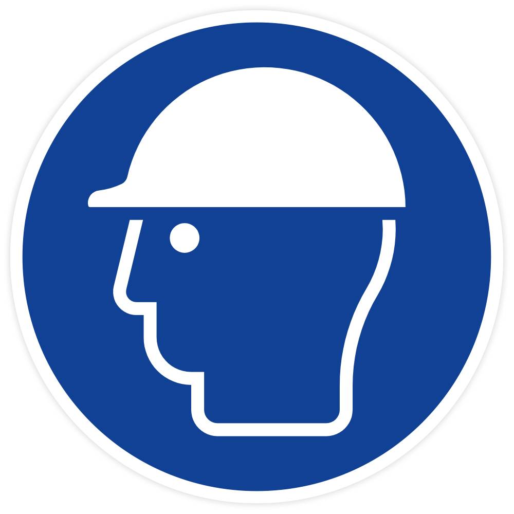 Gebotsschild, Kopfschutz benutzen, ISO 7010, Aufkleber, Folie, d = 100 mm-0