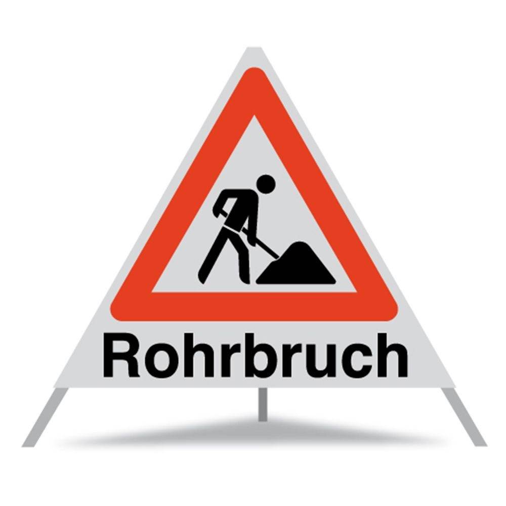 Triopan Faltsignal, VZ 123 Arbeitsstelle, Rohrbruch, weiß tagesleuchtend, SL 70 cm-0