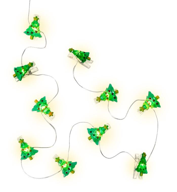 Goobay 10er LED-Fotoclips-Lichterkette "Tannenbaum" mit Timer-Funktion, warmweiß (3000 K), batteriebetrieben-0