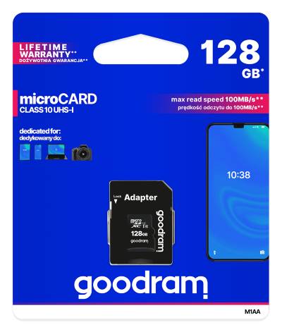 GoodRam M1AA - 128 GB - MicroSDXC - Klasse 10 - UHS-I - 100 MB/s - 10 MB/s - Cla-5