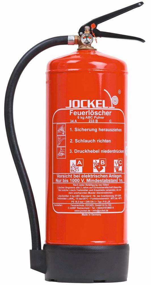 Feuerlöscher, ABC-Pulverlöscher, 6 kg Vol., Dauerdruck, 10 LE, Gewicht 9,4 kg, inkl. Halter, mit Manometer-0