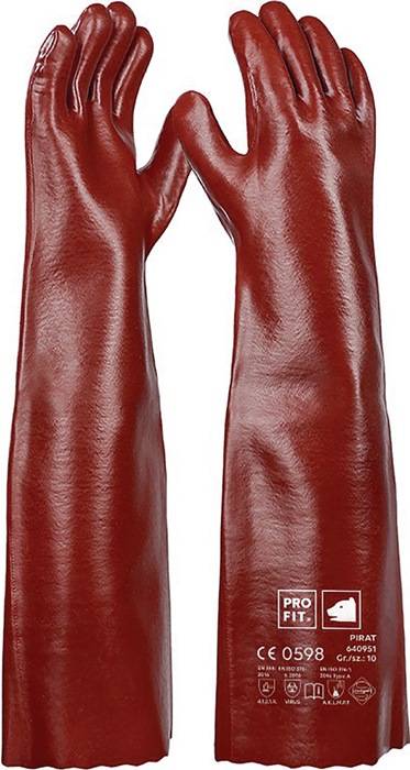 Chemikalienschutzhandschuh Pirat Gr.10 rotbraun PVC EN388,EN ISO374-1 PSAIII