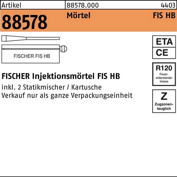 Injektionsmörtel R 88578 FIS HB 150 C Kunstharz 6 Stück FISCHER