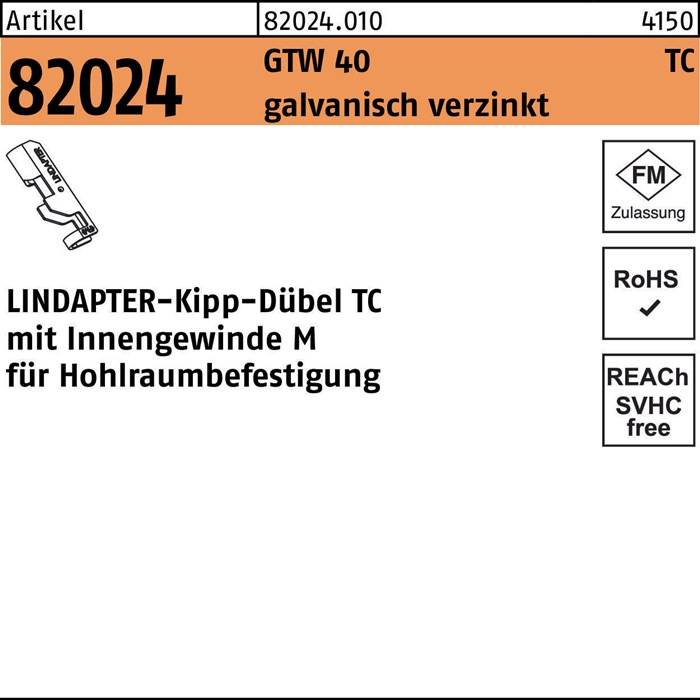 Kippdübel R 82024 GTW 40 TC TC 8 galv.verz. 1 Stück LINDAPTER-0
