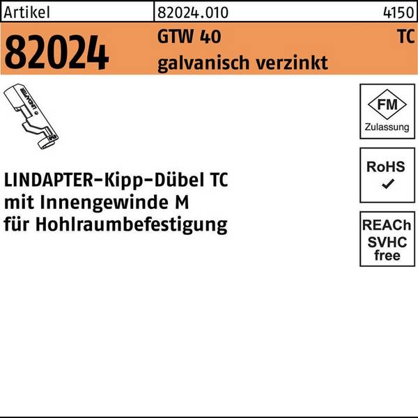 Kippdübel R 82024 GTW 40 TC TC 8 galv.verz. 1 Stück LINDAPTER