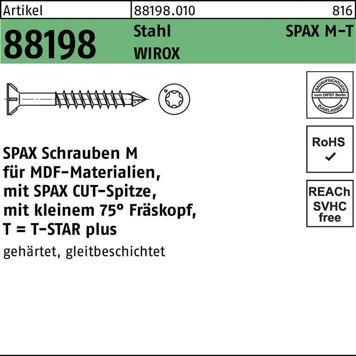 Schraube R 88198 Seko T-STAR 4x50/35-T20 Stahl galv.verz. WIROX 200St. SPAX-0