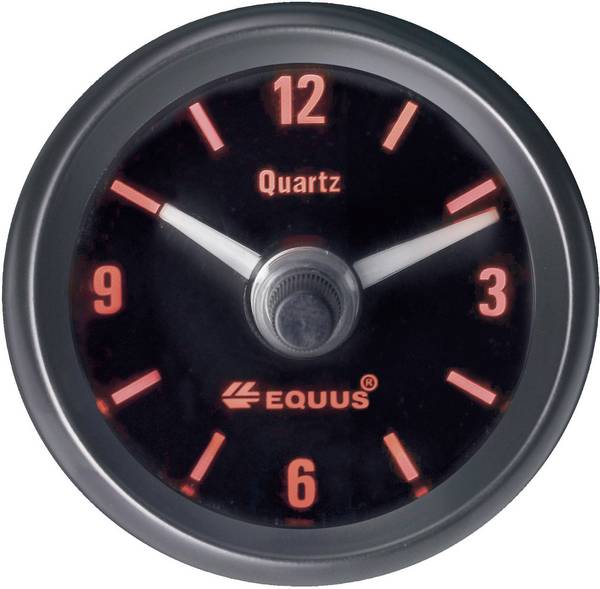 Equus 656789 Kfz Einbauinstrument Quarz-Uhr analog  4 LEDs Blau, Grün, Gelb, Rot 52 mm