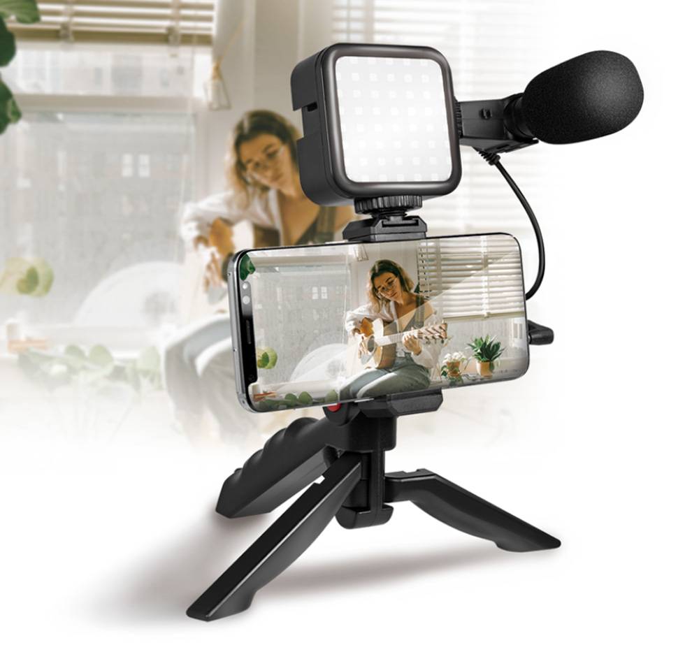 Vlogger-Starter-Kit, with LED Light, microphone and handle Audio & Video Multimedia-Zubehör-4