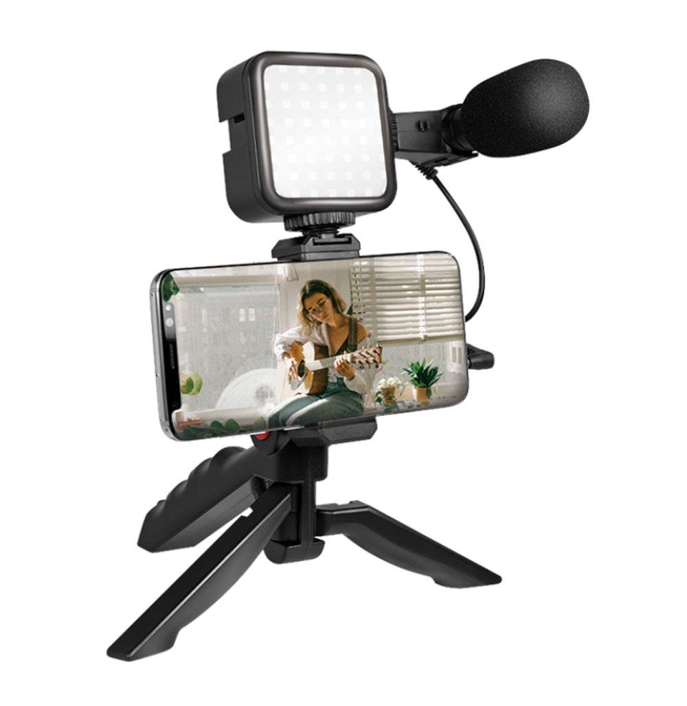 Vlogger-Starter-Kit, with LED Light, microphone and handle Audio & Video Multimedia-Zubehör-1