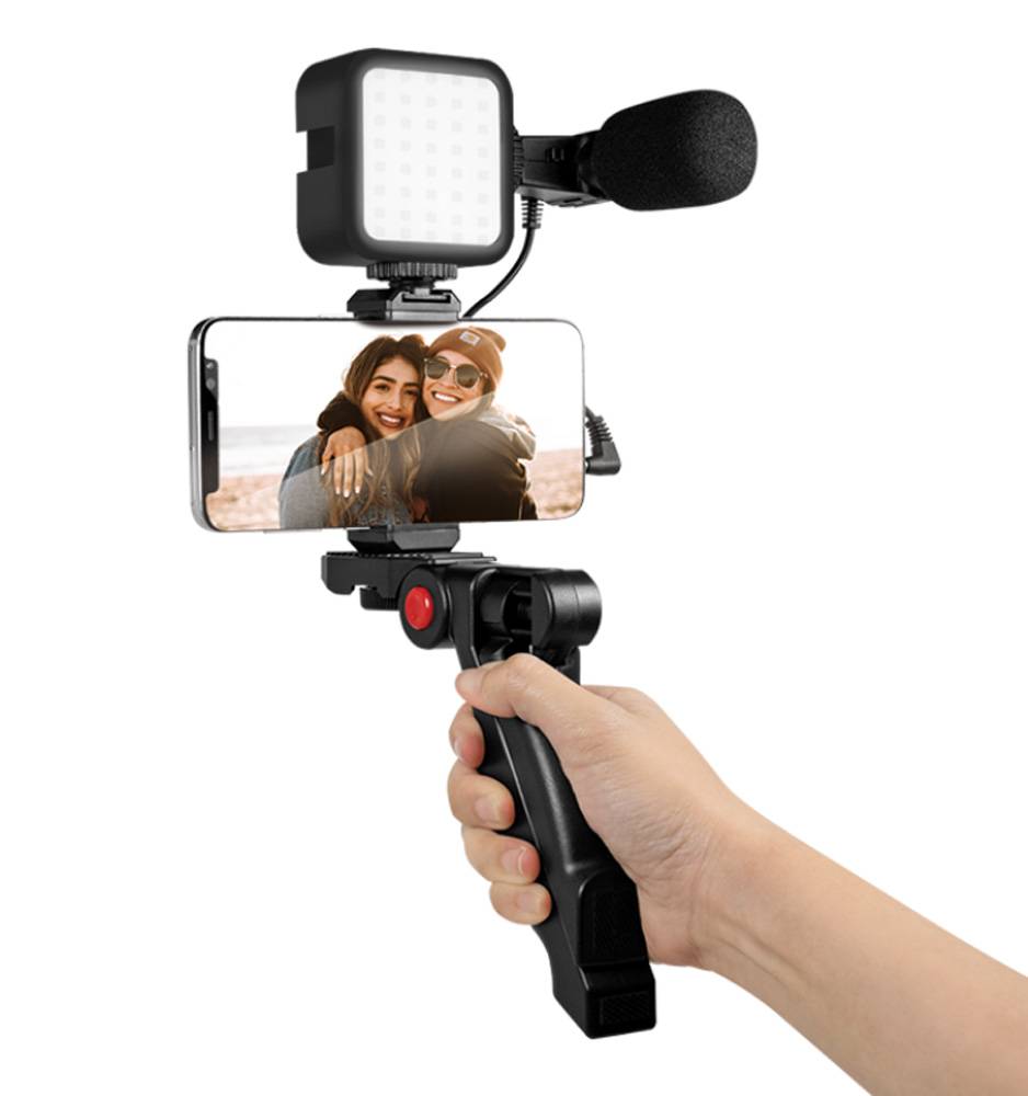 Vlogger-Starter-Kit, with LED Light, microphone and handle Audio & Video Multimedia-Zubehör-3