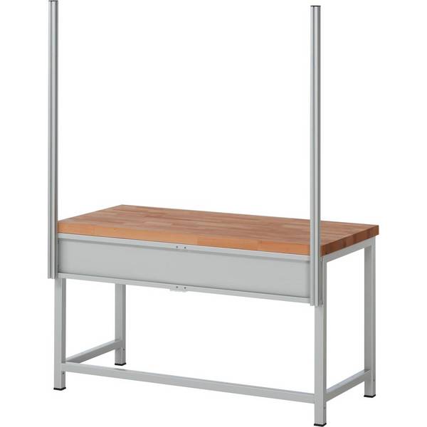 Befestigungssatz mit Stützenpaar zu Werkänke-/tische, für Tischbreite 1500 mm, RAL 7035