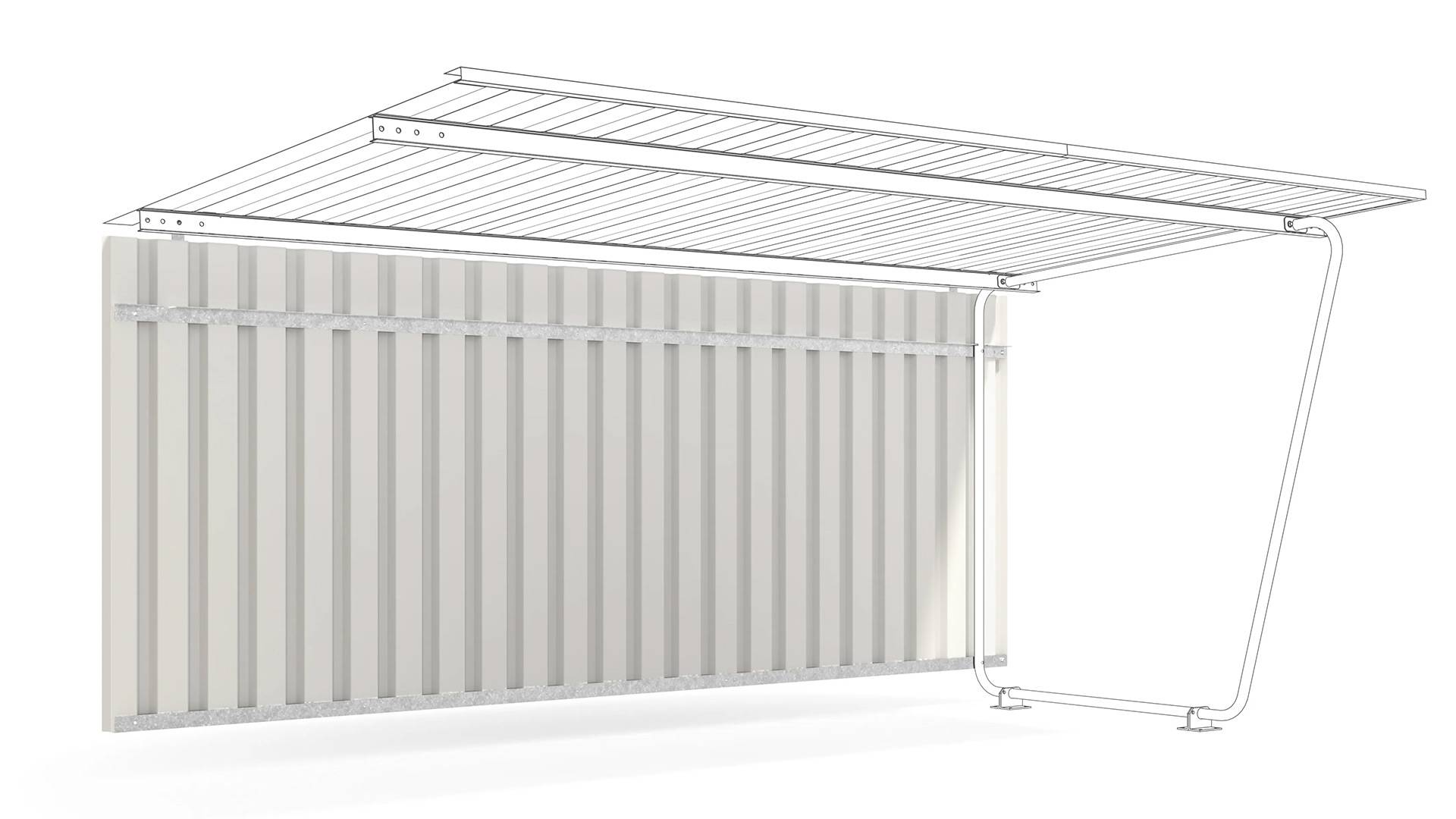 Rückwand für Fahrradunterstand, Überdachung zu Modell Siegen, einseitig, Profilblech RAL 9002-0