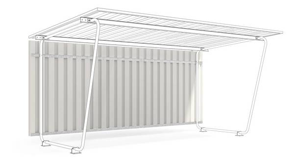 Rückwand für Fahrradunterstand, Überdachung zu Grundeinheit Modell Siegen, einseitig, Profilblech RAL 9002