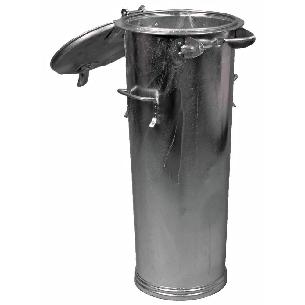 Mülleimer aus Stahlblech ohne Verschlussbügel, Scharnierdeckel, Vol. 65 l, Durchm.xH 387x915 mm, feuerverzinkt
