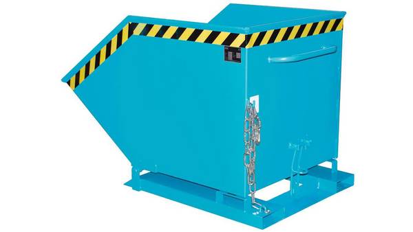 Kippmulde, Volumen 0,6 cbm, BxTxH 1390x840x905 mm, Kastenmulde, lackiert RAL 5012 lichtblau
