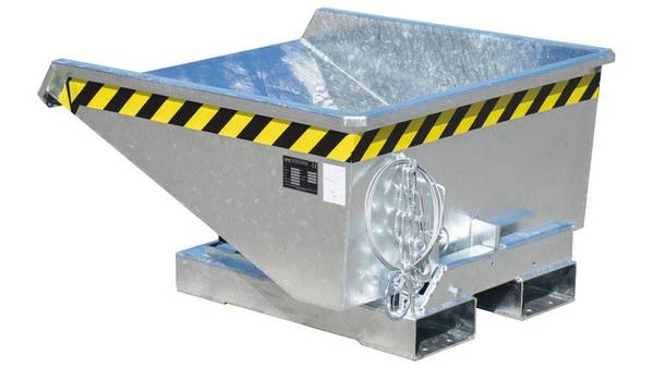 Kippbehälter - Abrollsystem - Volumen 225 l - Traglast 750 kg - 540 x 925 x 960 mm (HxBxT) - verzinkt