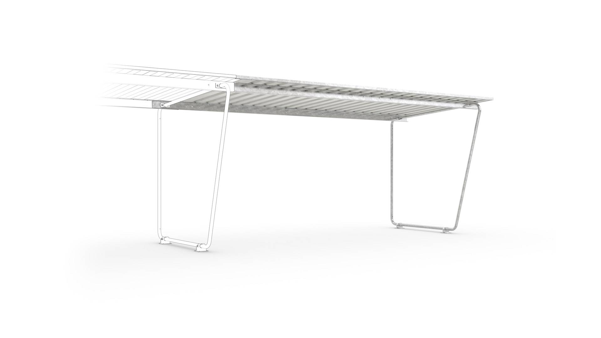 Fahrradunterstand, Überdachung, Modell Siegen, einseitig, Anbaueinheit, Profilblech RAL 9002, BxTxH 4300x2330x 2250 mm
