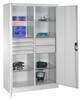 Werkzeugschrank mit 6 Böden und 8 Schubladen, BxTxH 1200x500x1950, RAL7035