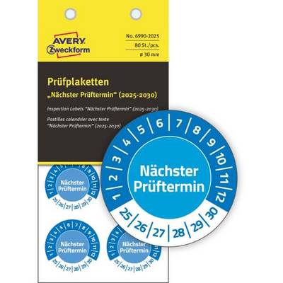 Prüfplaketten 30mm 10 Bogen/80 Etiketten 2025 blau-0