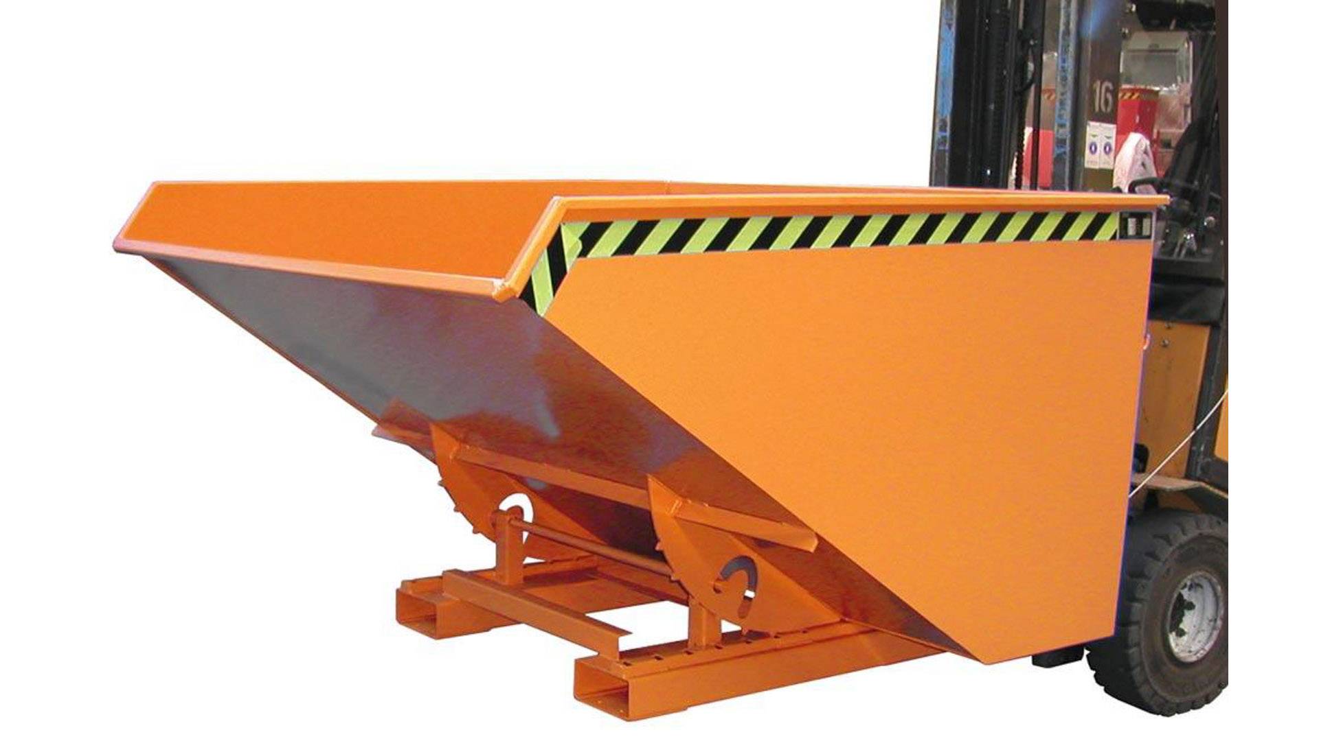 Kippbehälter - Abrollsystem - Volumen 1.200 l - Traglast 1.500 kg - 1.095 x 1.070 x 1.720 mm (HxBxT) - gelborange (RAL 2-0