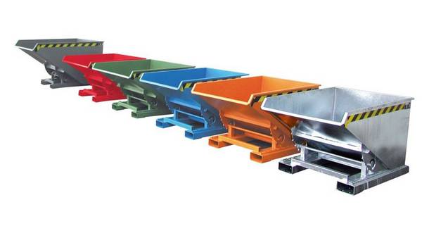 Kippbehälter - Abrollsystem - Volumen 1.200 l - Traglast 1.500 kg - 1.095 x 1.070 x 1.720 mm (HxBxT) - resedagrün (RAL 6