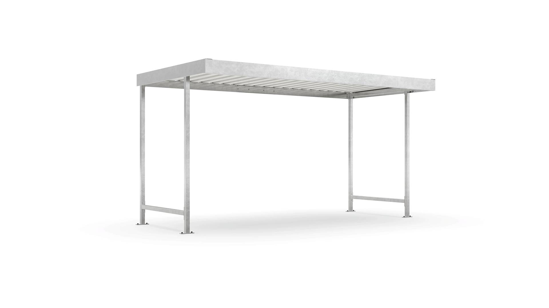 Fahrradunterstand, Überdachung, Modell Leipzig, einseitig, Grundeinheit ohne Seiten- und Rückwände, Profilblech RAL 9002