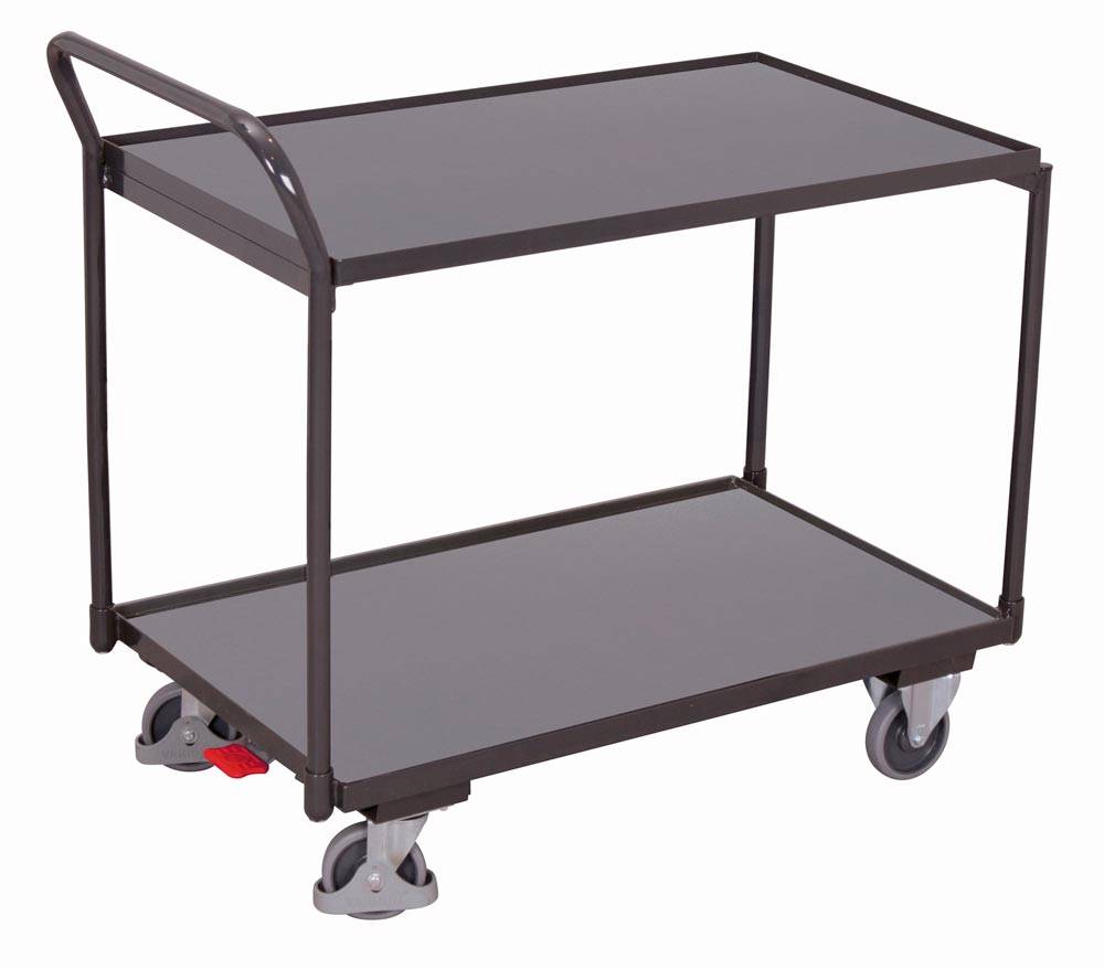 VARIOfit Tischwagen mit Schiebegriff und 3 Ladeflächen 985x590mm Anthrazitgrau RAL 7016-0