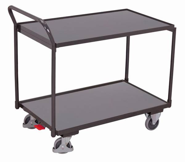 VARIOfit Tischwagen mit Schiebegriff und 3 Ladeflächen 985x590mm Anthrazitgrau RAL 7016