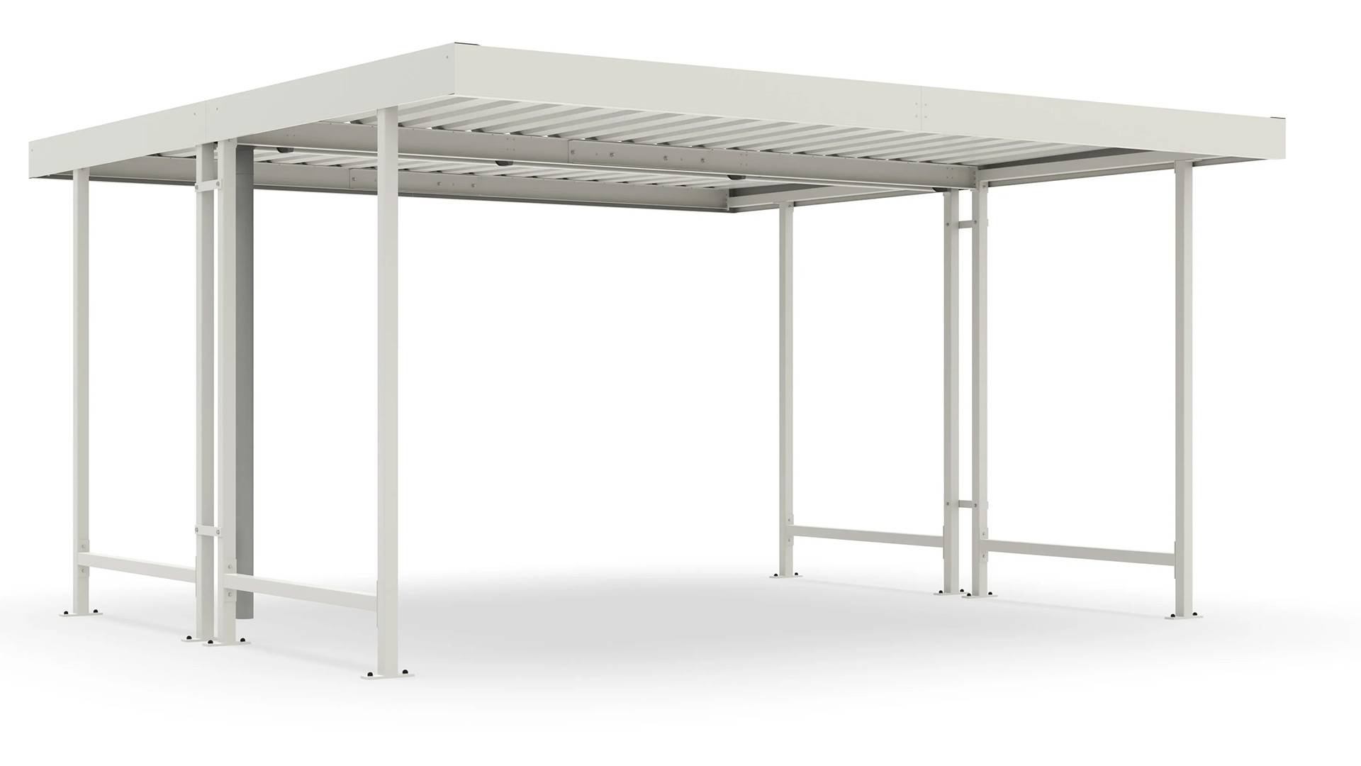 Fahrradunterstand, Überdachung, Modell Leipzig, doppelseitig, Grundeinheit ohne Seiten- und Rückwände, Profilblech RAL 9