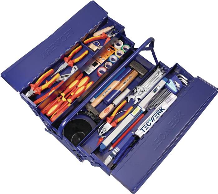 Werkzeugsortiment 66tlg.im Stahlblechkasten f.Elektriker-0