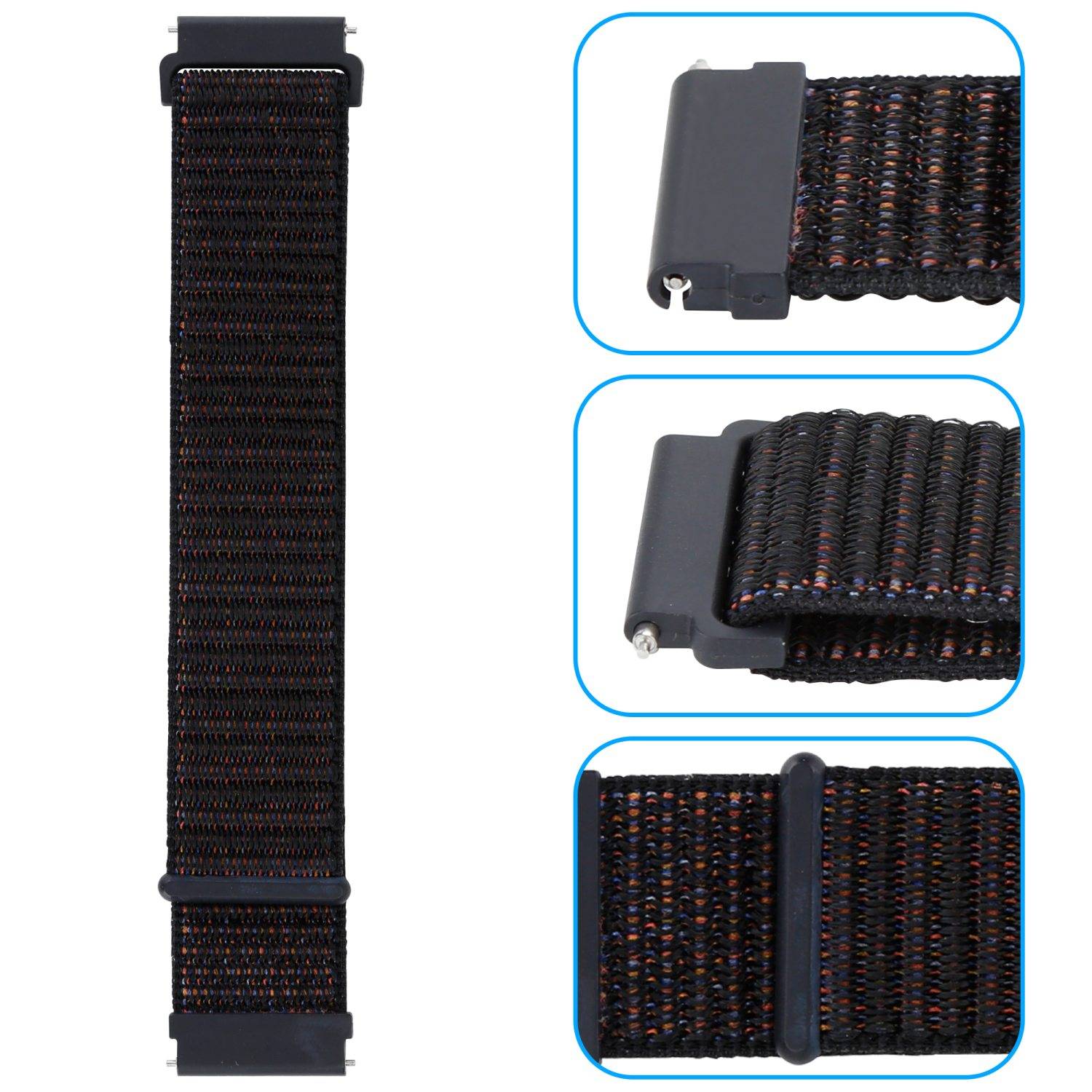 Armband 20mm für Samsung Galaxy Watch 42mm/3/4/5/ Sport/Huawei Watch 2 Nokia Steel LG Watch Sport Pepple 2 in Schwarz-2