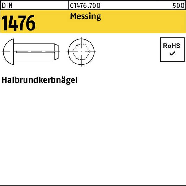 Halbrundkerbnagel DIN 1476 2 x 4 Messing