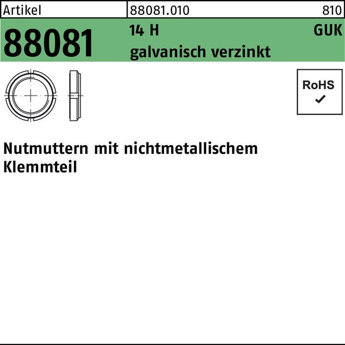 Nutmutter R 88081 Klemmteil GUK 4/M 20x1 14 H galv.verz. 10 Stück-0