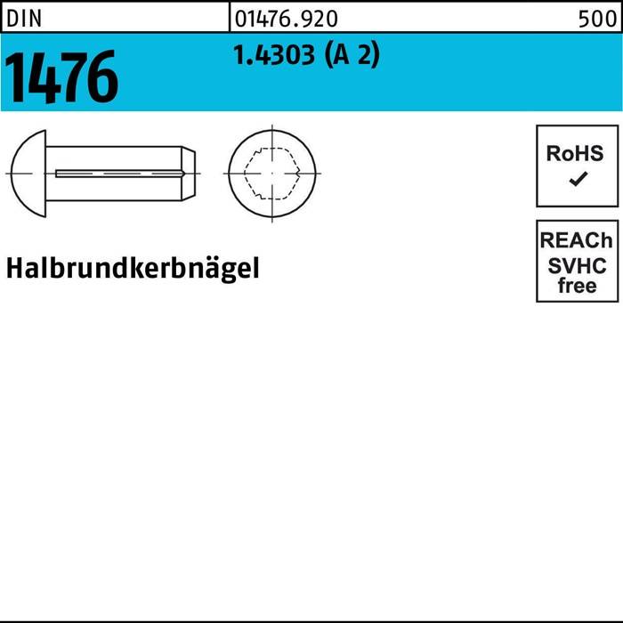 Halbrundkerbnagel DIN 1476 3 x 10 1.4303 (A 2)-0