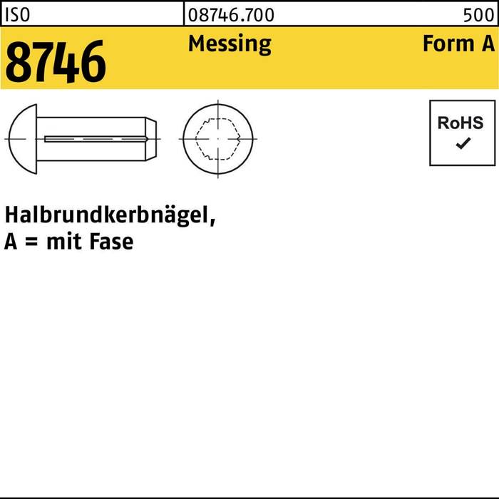 Halbrundkerbnagel ISO 8746 m.Fase 2 x 5 Messing-0