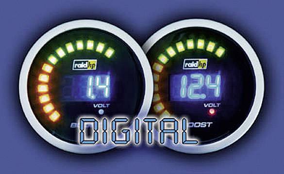 raid hp 660504 Kfz Einbauinstrument Voltmeter Messbereich 8 - 18 V NightFlight Digital Blue Blau, Weiß 52 mm-2