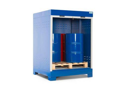 SteelSafe Gefahrstoffdepot D4, mit Rollladen, für 4 Fässer, 220 Liter-0