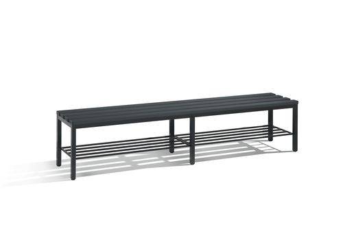 Umkleidebank Basic, freistehend, Sitzleisten schwarzgrau, B 1960 mm, mit Schuhrost-0
