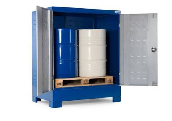SteelSafe Gefahrstoffdepot D2, mit Türen, für 2 Fässer auf Europalette
