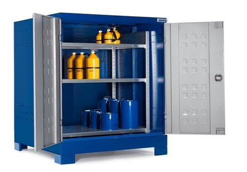 SteelSafe Gefahrstoffdepot D4, mit Türen und Stahlregal für Kleingebinde, 220 Liter-0